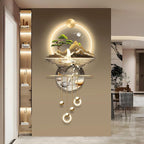 LED Light Art Wall Decor, Decor Wall Sculptures Art 3D for Home, Arts Decorations Walls Sculpture with Light, Plug-in Power Supply, Gold E, 23x53IN