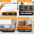 Under Bed Storage with Wheels 2Pack Storage Containers with Clear Window&Label Under Bed Drawers Rolling Under Bed Storage for Clothes,Shoes, Blankets (30.71 x 16.93 x 6.69 in, Black)