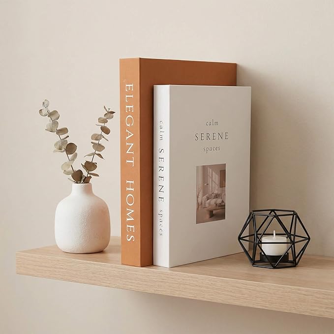MAOBUYOU Decorative Books Set of 2, Faux Books Storage Box, Modern Home Decor for Coffee Table, Bookshelf, Mantel (Brown-Beige)