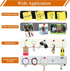 8Pcs Rectangle Felt Cork Board Bar Strips with 35 Pushpins, Self-Adhesive Bulletin Board Strips for Office School Home Wall Decor Stickers Memos Schedules Photos Display -Gradual Grey