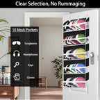 Over the Door Hat Organizer for Baseball Caps, Hold up to 60 Hats Rack Storage for Door/Closet/Wall, Clear Pockets Hanging Hat Holder for Baseball Caps with 10 Mesh Pockets, Black