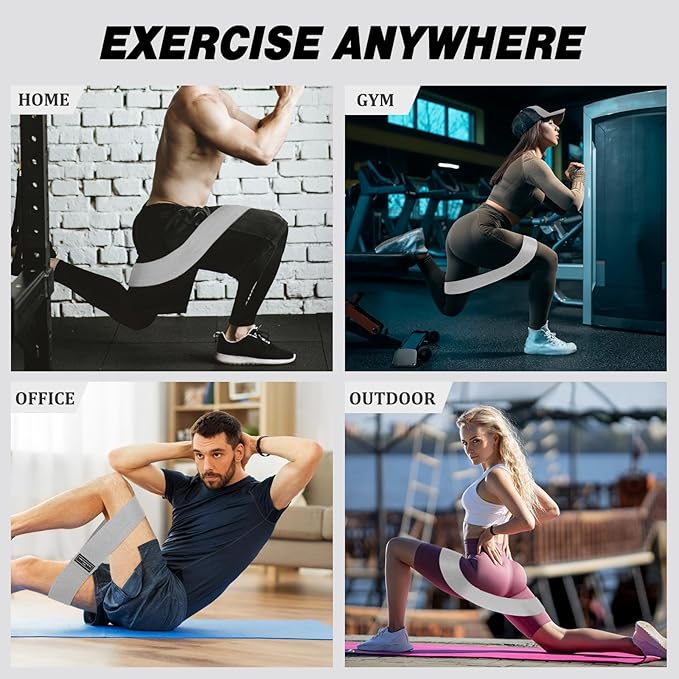 12 Pcs Fabric Resistance Bands for Working Out Booty Workout Stretch Exercise Bands Non Slip for Legs Squat Resistance Loop for Women Men Starter Butt Hip Thigh Fitness