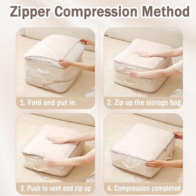 Space Saving Self Compression Organizer, 2025 New Ultra Space Saving Self Compression Organizer, Heavy Duty Moving Bags, Storage Tote for Space Saving (Pink, Large)