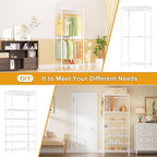 Ulif E13C Heavy Duty Closet Organizer System，Freestanding Clothing Racks for Hanging Clothes，Adjustable Garment Rack 63" W x 16" D x 77" H Hold 960 lbs，White Clothing Rack with Grey Dustproof Cover