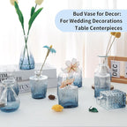 Blue Glass Bud Vases Set of 20,Small Flower Vases for Wedding Centerpieces,Bud Vases in Bulk Glass Vase for Table Decoration,Home Decor