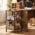 HOOBRO 3-Tier Corner Shelf Stand, Corner Square Rack Display Shelf, Tall Storage Plant Stand, Bookcase for Small Spaces, Living Room, Home Office, Kitchen, Rustic Brown and Black BF153CJ01