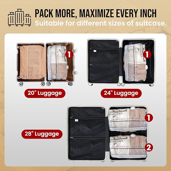 TAILI Cube Vacuum Storage Bags 4 pack, Medium Size (25x19x11 inch), Vacuum Seal Bags for Clothing, Travel Compression Packing for Clothes, Blankets, Baby Clothes, Travel Accessories