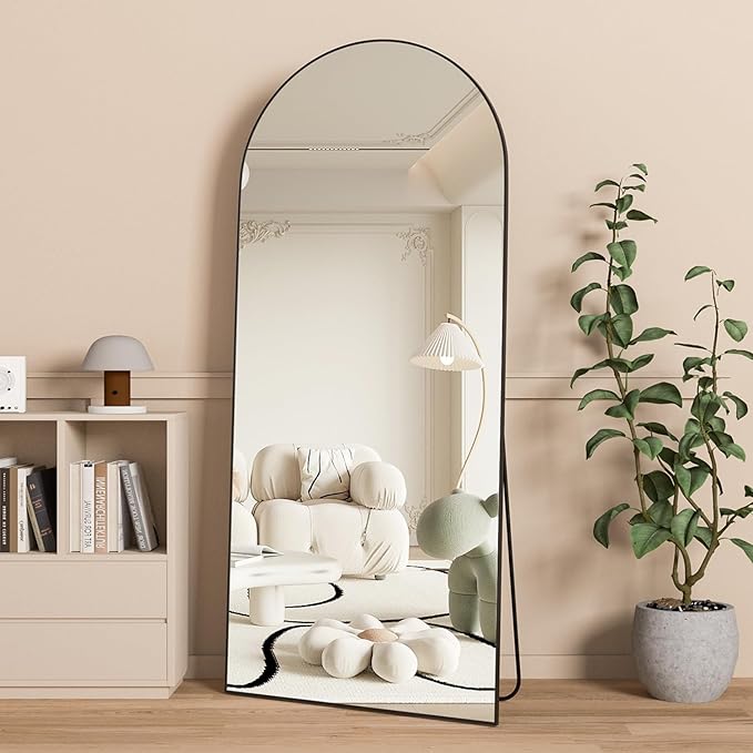 Full Length Mirror 71"x25" Arch Mirror Floor Mirror with Stand Wall Mirror Black Arched Full Body Mirror Standing Hanging or Leaning Against Wall Bedroom Mirrors for Entry, Living Room