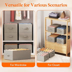 Lifewit Wardrobe Clothes Organizer 12 Pack, Large Size 6 Grids Closet Jean Storage Bins with Handles and Support Boards, Foldable Drawer Dividers for Sweater, Pants, T-Shirt, Hoodie, Dress, Grey