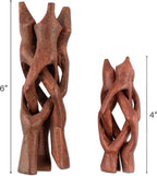 Wish Well 2 Piece Wooden Tripod Stand - 4" & 6" Hand-Carved Room Decor Holder ~ Ideal for Abalone Shell, Decorative Bowl, Crystal Ball, Sphere, Geode ~ Wood Display Stand & Perfect Crystal Holder