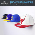 Modern JP Adhesive Hat Hooks for Wall (8-Pack) - Hat Rack for Baseball Caps, Minimalist Hat Display, Strong Hold Hat Hangers for Wall - USA Patented, Clear