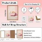 Funny Pink Girl Bathroom Wall Art, Cute Girly Bathtub Wall Decor Painting Trendy Pastel Woman and Martini Bathroom Poster Canvas Print Artwork 12x16 inch Framed