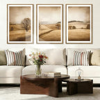 BINCUE Framed Countryside Wall Art Rustic Village Wall Decor Farmhouse Landscape Art Print Nature Countryside Artwork Rustic Landscape Wall Pictures for Living Room Bedroom Office Farmhouse 16x24 Inches Set of 3 Gift