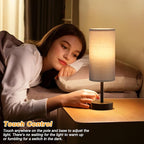 Dicoool Grey Touch Bedside Lamp with USB - 3 Way Dimmable Table Lamp for Bedroom, Nightstand Lamp with Black Charging Station for Desk Dorm, Office, Boy Kids Room, Small