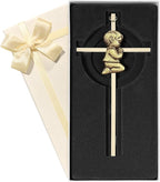 Tryuunion Baby Wall Cross Baptism Gifts for Boys and Girl, 7-inch Blessing Boy Baptism Crosses for First Holy Communion Christening and Dedication Baptismal Gifts (Gold Boy-7 in)