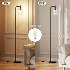 Ziisee Floor Lamps for Living Room - Standing Lamp with Seeded Glass Shade, Modern Floor Lamp with LED Bulbs, Industrial Floor Lamp for Bedroom, Black Tall Lamp for Office(Light Bulb Included)