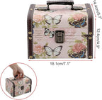 ELLDOO Butterfly Treasure Chest Box, Wooden + PU Leather Storage Decorative Box for Jewelry Trinkets, Keepsakes box for Girls Women Gifts