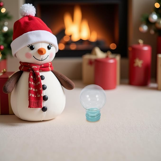 2pcs DIY Snow Globe: Clear Glass Christmas Snow Globe Rubber Base Empty Fillable Water Bubbles Jar for Christmas Decoration 45mm