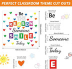 Classroom Bulletin Board Decoration Set Welcome Banner Wall Door Decor Color Heart Shaped Classroom Decorations for Kindergarten Preschool Elementary Middle School (Be The Reason Someone Smile Today)