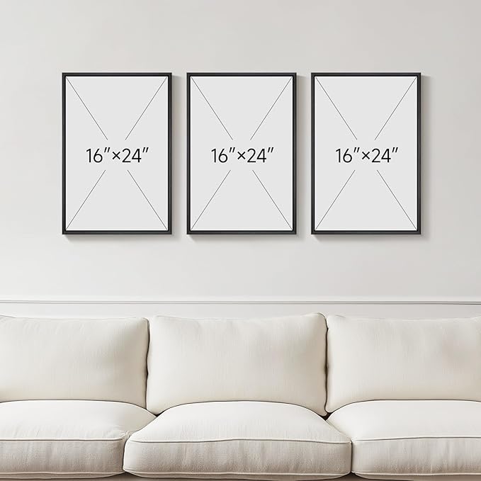 Framed Boho Neutral Abstract Wall Art, 3 Piece Canvas Prints Paintings Artwork for Walls, Large Minimalist Brown Beige Gold Geometric Pictures for Living Room Hallway Bedroom Office Wall Decor 16x24