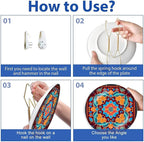 Decorative Plates for Display 8" Colorful Mediterranean Tile Floral Mandala Design Ceramic Ornament with Display Stand and Hook Up for Wall Decor Hanging Festival Wedding Gift