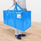 TICONN 2 Pack Extra Large Moving Bags Heavy Duty with Zippers & Carrying Handles, Durable Storage Bags Moving Boxes for Closet Organizers and Storage (2 Pack, Sky Blue)