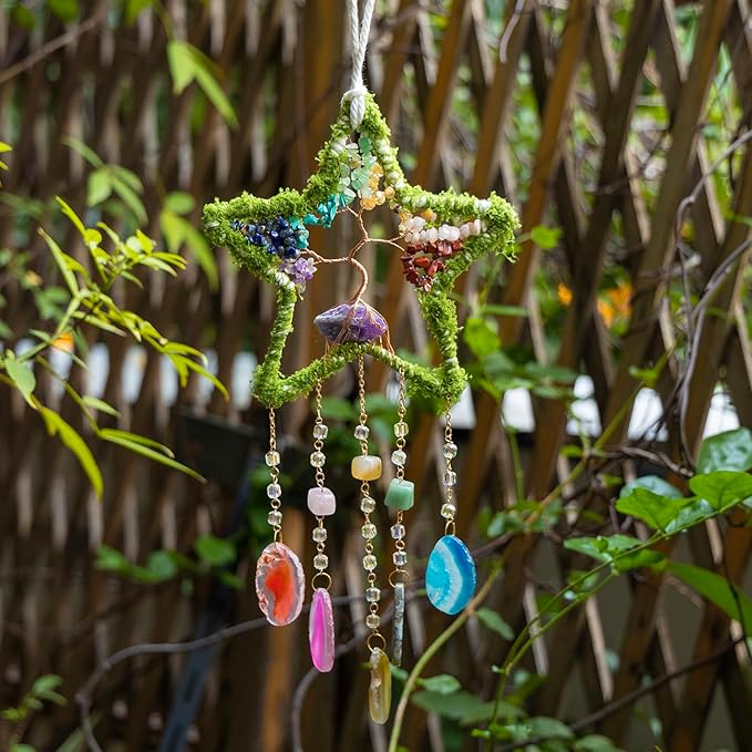 Chakra Dream Catcher Tree of Life Star Dream Catchers Crystal Suncatcher Prism Hanging Window Wall Yoga Meditation Decor Handmade Gift for Girls Boys