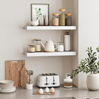 Fixwal White Shelves, 22" Long Floating Shelves for Living Room, Bedroom, Bathroom and Kitchen, Wall Mounted Shelves for Storage, Books, Room Decor Set of 2