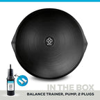 Bosu Balance Ball Exercise Trainer, Home Gym Equipment w/ Guided Workouts & Pump, 26", Blue - Inflatable Fitness Platform for Strength Training, Standing, Balancing, and Core Workout