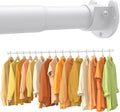 4 Pack Closet Rods for Hanging Clothes,17-84 Inch No-Cut Stepless Adjustable Closet Rod, 1.3 Inch Heavy Duty Metal Closet Hanging Rod with Brackets, Matte White Closet Bar for Closet, Laundry Room, RV