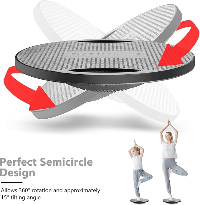 EVERYMILE Wobble Balance Board, Exercise Balance Stability Trainer Portable Balance Board with Handle for Workout Core Trainer Physical Therapy & Gym No-Skid Surface