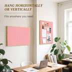 Linen Bulletin Board 24" x 18", Fabric Pin Board with Gold Aluminum Frame, Decorative Vision Board for Home Office, Bedroom & Dorm Wall Decor, Includes 10 Push Pins, Pink