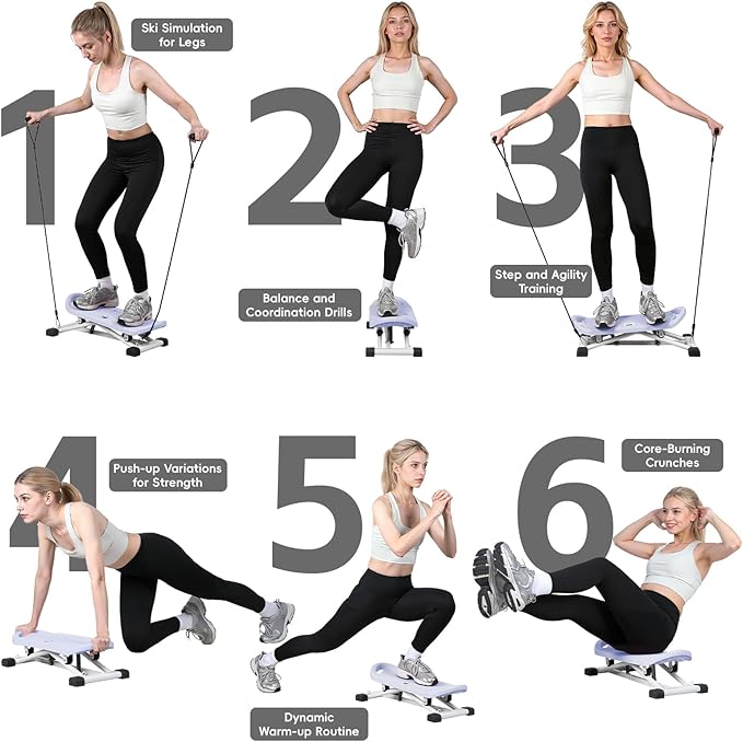 Ski Balancing Machine with LCD Display, Adult Balance Board Trainer Heavy Duty Ski Exercise Machine, Side to Side Core Stability Equipment Low Impact Full Body Cardio Workout Trainer