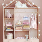 5 Tier Hanging Closet Organizer Separable Hanging Closet Shelves with 4 Hooks 2 Adjustable Dividers, Wire Storage Basket Bins for Clothing Sweaters Socks Dolls Handbags, Foldable