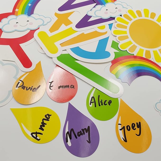 Motivational Rainbow Bulletin Board Cutouts, Hello Sunshine Inspirational Classroom Decoration We are a Rainbow of Possibilities Accents for School Chalkboards Wall Decor