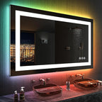 LOAAO 48"X32" LED Bathroom Mirror with Lights, Anti-Fog, Dimmable, RGB Backlit + Front Lighted, Bathroom Vanity Mirror for Wall, Memory Function