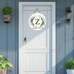Monogram Letter Z Wreaths for Front Door Wreath Wooden Welcome Sign for Front Door Decor Floral Family Last Name Initial House Warming Spring Summer Porch Rustic Wall Home Kitchen Boho Decorations