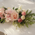 MSUIINT 25.6 Inch Artificial Rose Flower Swag with Green Leaves, Handmade Fake Plant for Front Door, Wedding Arch Flowers Spring Floral Swag, Wall Hanging Swag for Home Party Decor(Pink)