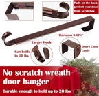 2 Pack Wreath Hanger for Front Door, 20 lbs Christmas Wreath Door Hanger, Non Scratch Over the Door Hooks for Xmas Easter Halloween Fall Wreaths Décor Welcome Sign, Adjustable from 15 to 25 in Hangers
