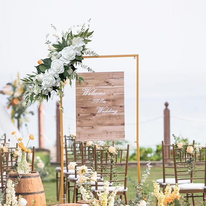 Artificial Flower Swag, Silk Rose Hydrangea Swag Arch Garland, Front Door Decorative Floral Swags, Wedding Arch Flowers, Rustic Artificial Floral Swag for Door Lintel (B)