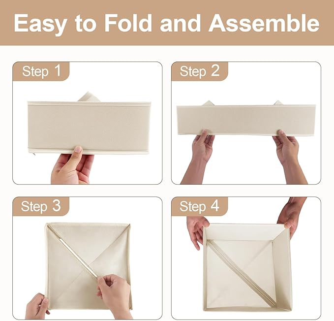 Drawer Organizer Clothes & Dresser Organizers - 12 Pack Foldable Drawer Dividers, Baby Clothes Organizer & Nursery Storage for Sock, Underwear, Bra, Belt, Closet and Dresser Drawer Organizers (Beige)