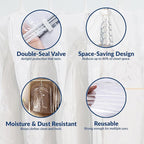 Hanging Vacuum Storage Bags for Clothes, Vacuum Seal Bags for Clothes with 5 Rings Each, Waterproof Compression Bags for Coats, Suits & Jackets, Space Saver Organizer, 4 Pack (41 x 27 in & 53 x 27 in)