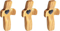 Encouragement Gift Wooden Cross My Heart Fingertip Stress Relief Gifts Small Wood Pocket Cross Handheld (Olive 3pcs)