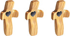 Encouragement Gift Wooden Cross My Heart Fingertip Stress Relief Gifts Small Wood Pocket Cross Handheld (Olive 3pcs)