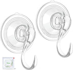 VIS'V Wreath Hanger, Large Suction Cup Wreath Hooks with Wipes, Heavy Duty, 22 LB Capacity, Removable and Reusable, Clear, 2 Pcs