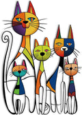 Wesiti Cat Wall Art Decor Iron Wall Sculptures Decor for Cats Lover 10.6 x 15.7 Inches Colorful Mid Century Cat Retro Signs for Home Living Room Bedroom Kitchen Office(Glamorous)