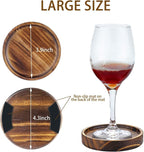 Wooden Coasters for Drinks - Natural Wood Drink Coaster Set for Drinking Glasses, Tabletop Protection for Any Table Type, Set of 4-4.3 Inches (No Holder)