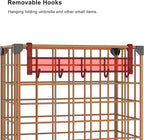 AWTATOS Umbrella Holder Entryway, Umbrella Stand Freestanding, Metal Square Umbrella Rack Organizer with a Removable Drip Tray, Hooks, Brown