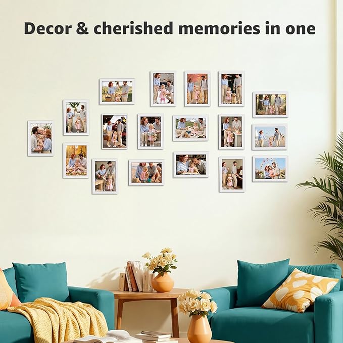 Giftgarden 4x6 Picture Frame Set of 18, Lightweight 4 by 6 Frames Bulk for Gallery, Office, Living Room Wall Photo Hanging and Tabletop Display, White
