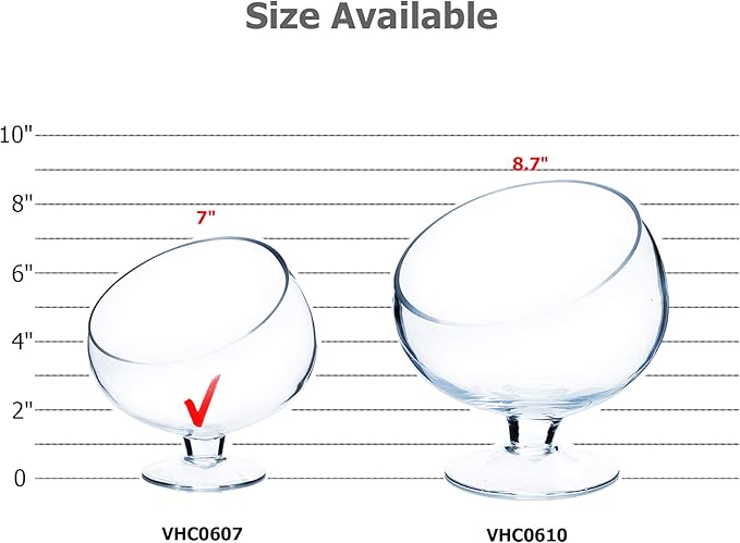 WGV Slant Cut Bowl Glass Vase Bulk with Stand, Width 6.5", Height 7", Clear Planter Terrarium, Candy Dish, Fruit Jar for Wedding Party Event, Home Office Decor, 8 Pieces